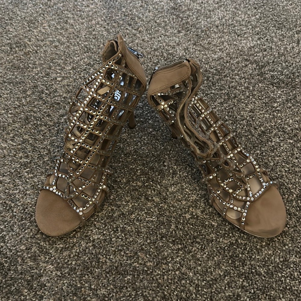 Michael Kors gold high heels with sparkles